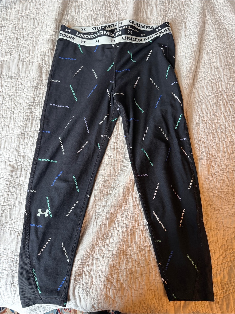 Under Armour Black Leggings with Multicolor Logo Accents